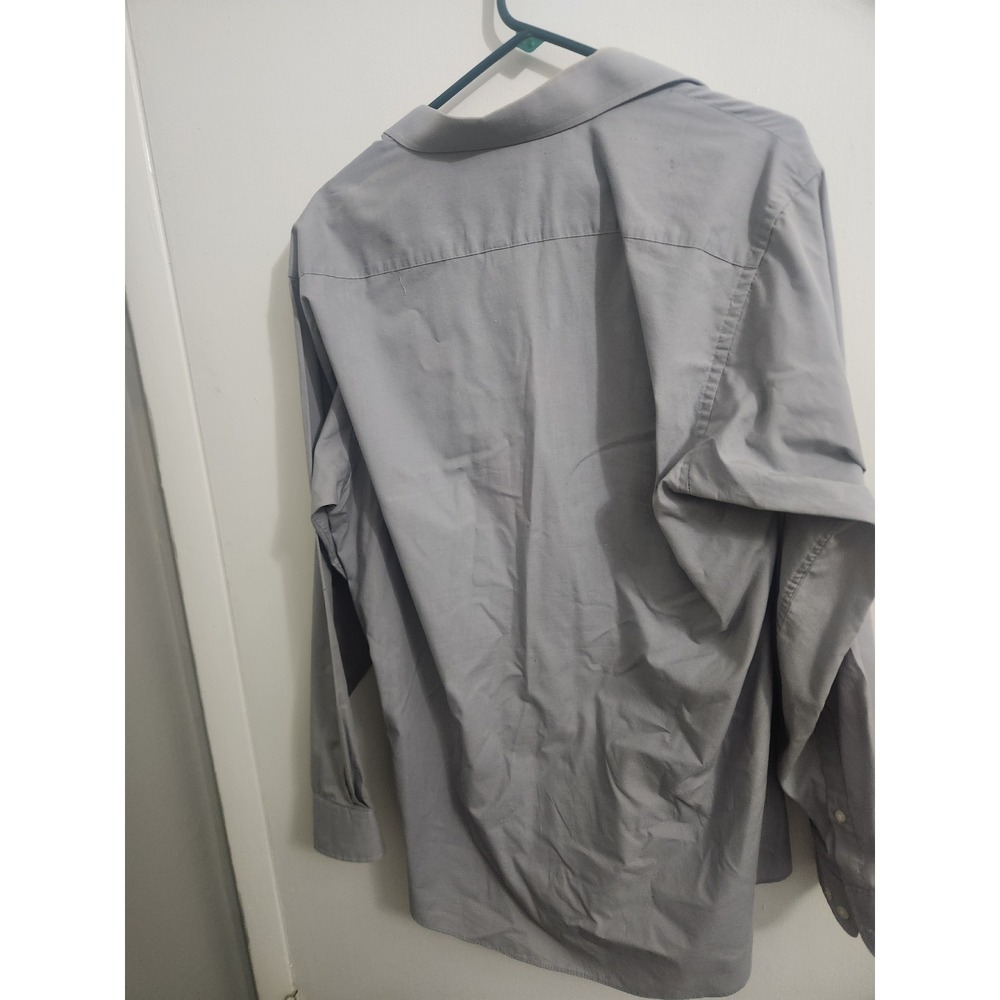 Pierre Cardin Mens Gray Long Sleeve Button Down Dress Shirt 16.5 34/35 Pocket - Picture 4 of 5